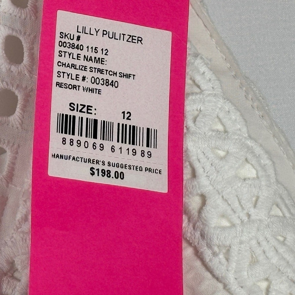 Lilly Pulitzer Charlize Stretch Shift Dress Women 12 Resort White Eyelet Bridal - Picture 5 of 10